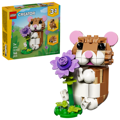 LEGO® Creator 3in1 Schattige Hamster met Bloem - Bouw Om tot een Egel of Arend - 31376