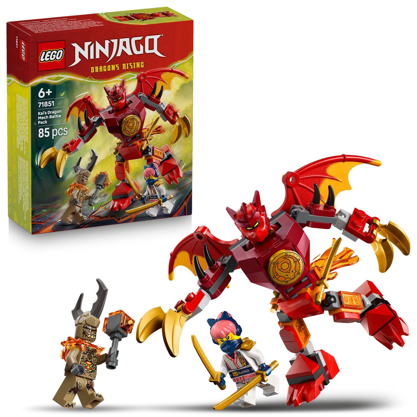LEGO® NINJAGO® Kai's Drakenmecha Strijdpakket - Mechaspeelgoed - Speelset met 3 Minifiguren - 71851