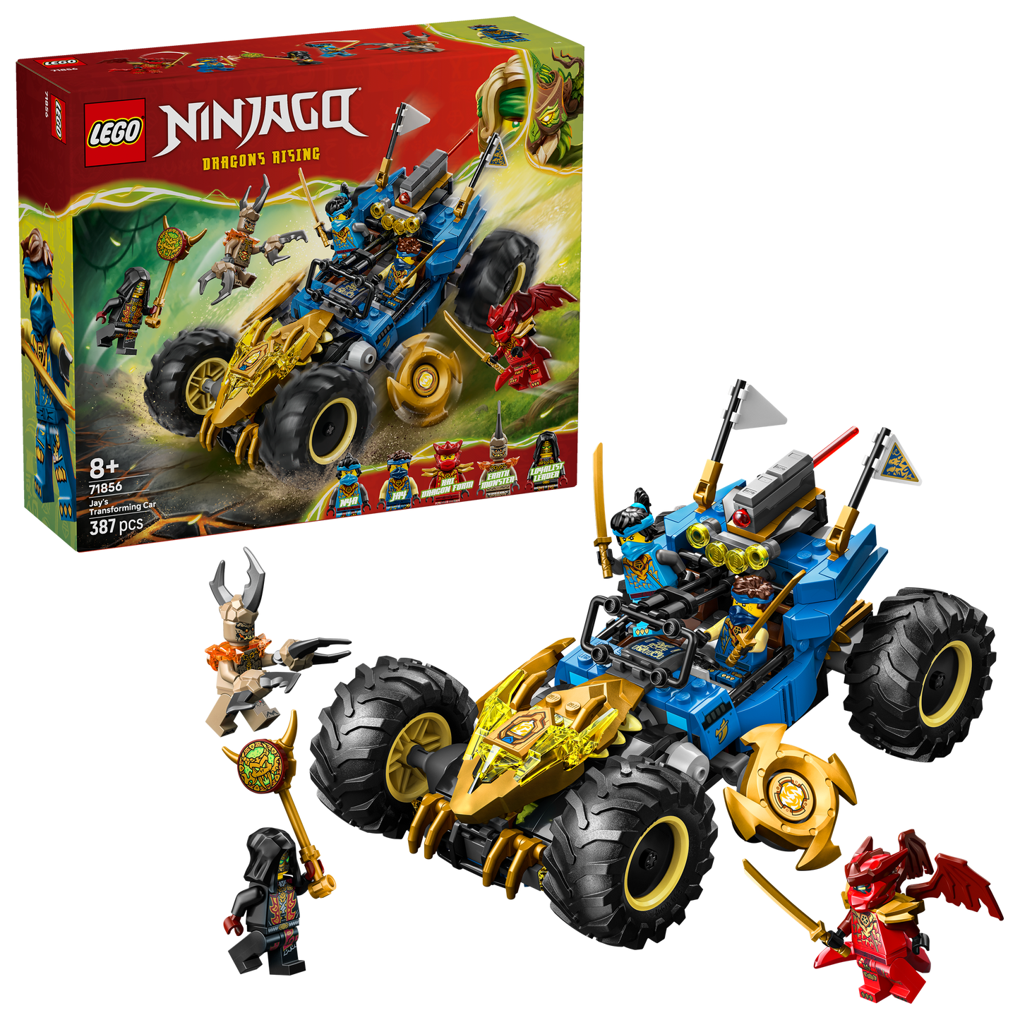EGO® NINJAGO® Jay's Transformerende Auto - Ninja Speelgoedauto - Bouwset met 5 Minifiguren - 71856
