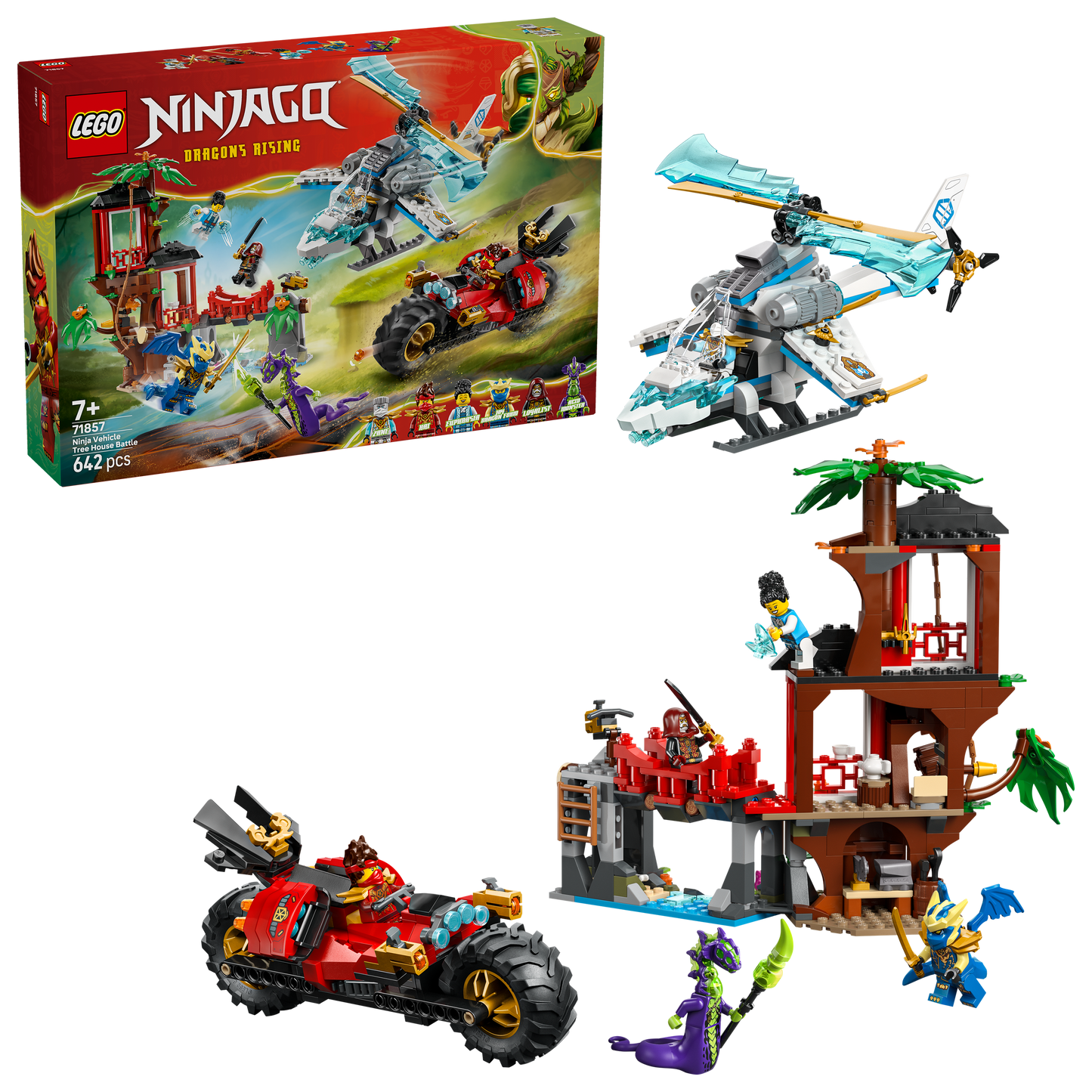 LEGO® NINJAGO® Ninjavoertuigen bij de Boomhut - Actiespeelgoed - Speelset met 6 Minifiguren - 71857