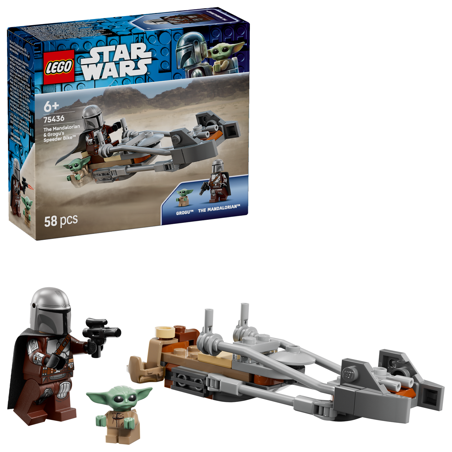 LEGO Star Wars De Mandalorian en Grogu's Speederbike Bouwpakket voor Kinderen 75436