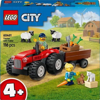 LEGO Rode tractor met aanhanger en schapen 60461 City